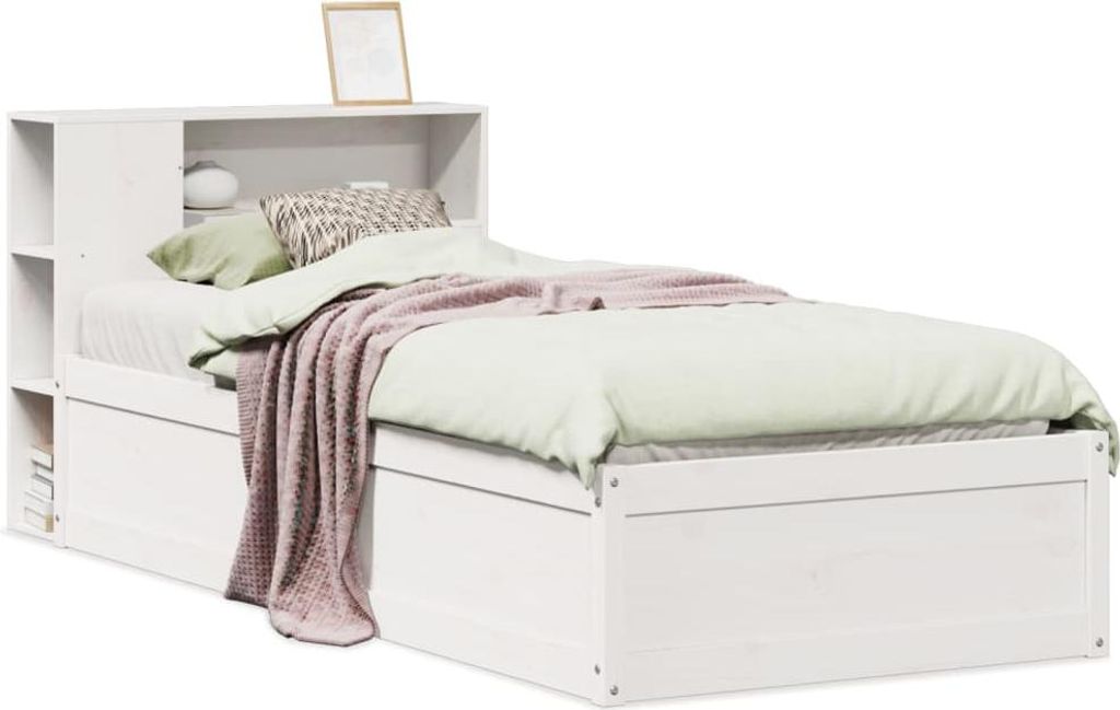 vidaXL Massivholzbett ohne Matratze Weiß 75x190 cm Kiefernholz