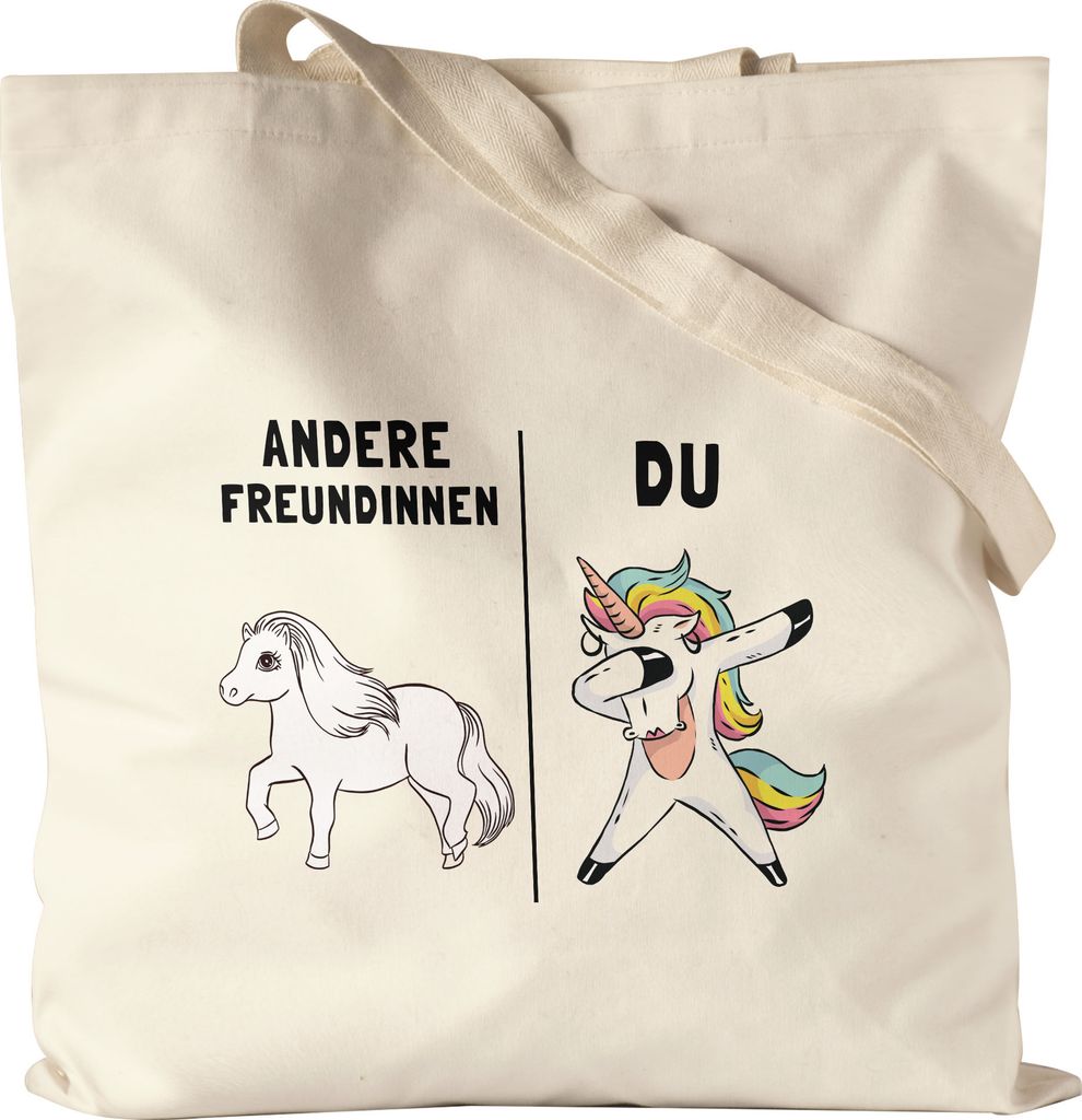 Andere Freundinnen Du Jutebeutel Stoffbeutel Canvas beste Freundinnen Besties BF Geschenk Einhorn Geburtstag Best Friends