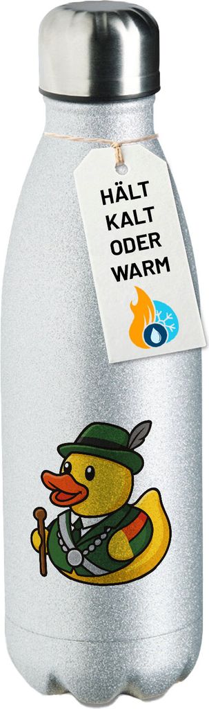 Huuraa Trinkflasche Quietscheente Schützenkönig Gummiente Schützenfest 500ml Silver Edelstahl Wasserflasche Trinkflasche Geschenkidee