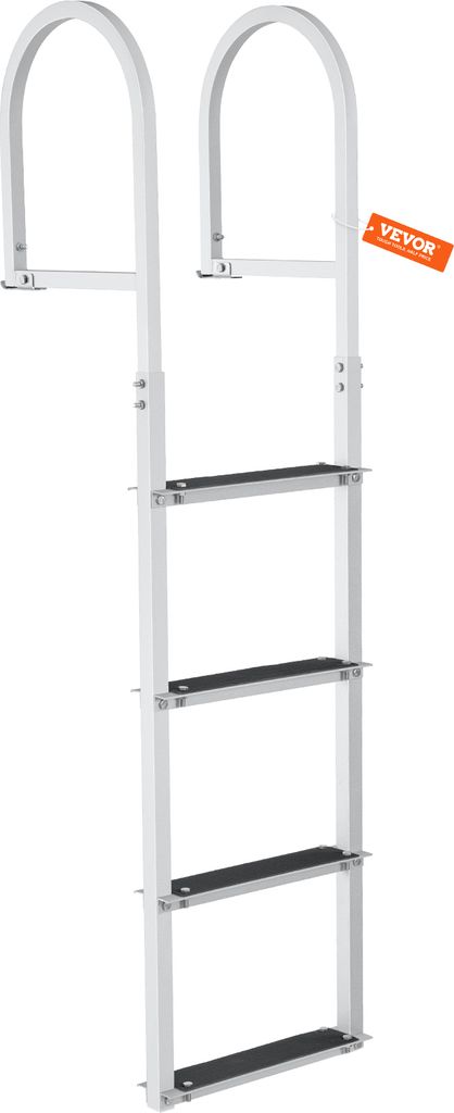 VEVOR Dockleiter 4 abnehmbare Stufen 227 kg Tragkraft Ponton-Bootsleiter aus Aluminiumlegierung mit 8 cm breiter Stufe und rutschfester Gummimatte ...