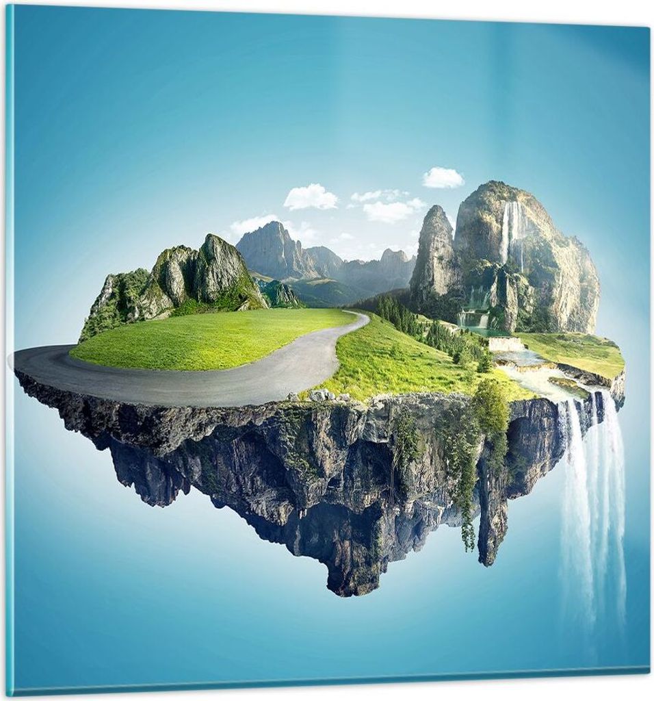 Bilder auf glas - Levitation Berg Wasserfall Himmel - 50x50cm - Glasbilder - Wandbilder - Kunstdruck - zum Aufhängen bereit - Wanddekoration aus G...