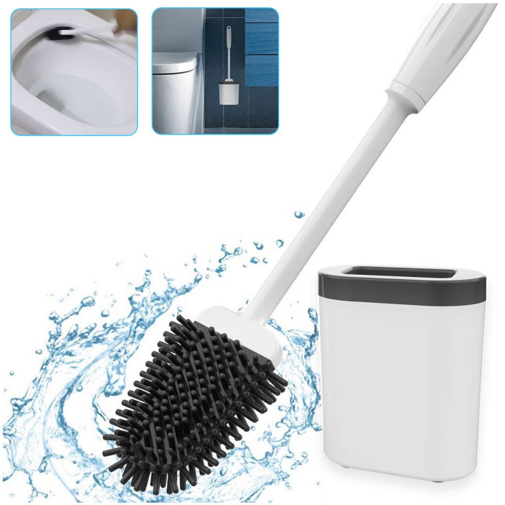 2 in 1 Silikon Toilettenbürste mit Klobürste Halter Klobürste WC Bürste Brush DE 