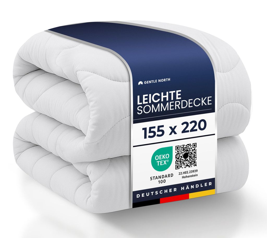 Leichte Sommerdecke 155x220 als Schlafdecke - Bettdecke für Allergiker geeignet - Weiche Steppdecke - Besonders Flauschig & waschbar bei 60°