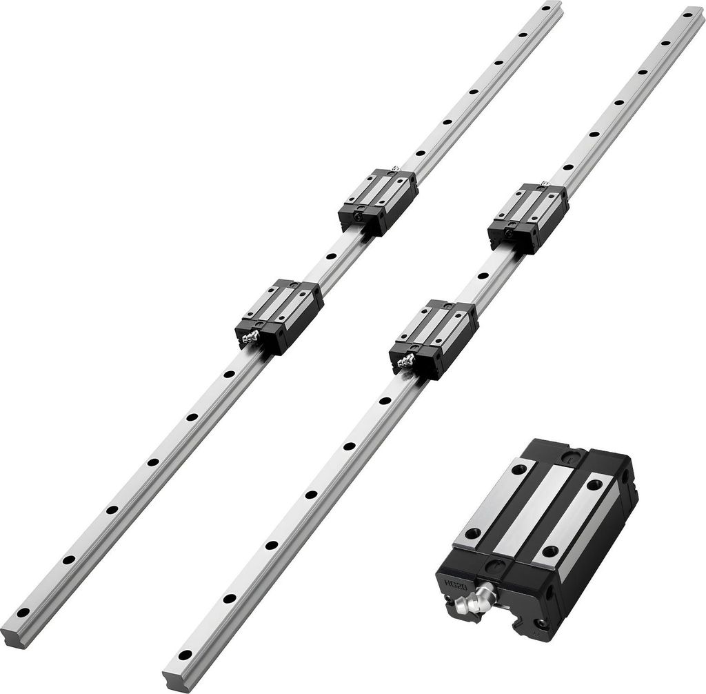 Linearführung-Set - HGR20 Linearschienen - Zwei 100 cm Schienen - Vier Gleitwagen - Hochpräzise - Rostfrei - Für CNC, 3D-Drucker, Fräse, Drehma...