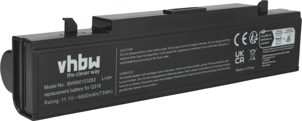 vhbw Akku Ersatz für Samsung AA-PB9NS6B, AA-PL9NC2B, AA-PB9NS6W, AA-PL9NC6W, AA-PL9NC6B für Notebook (6600 mAh, 11,1 V, Li-Ion)
