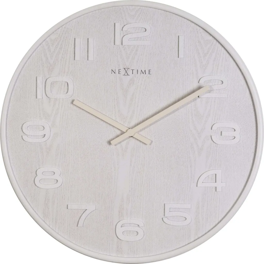 NeXtime Bois Grand 3095wi Horloge Murale en Bois Blanc Diamètre 40cm