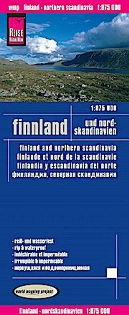 Carte Finlande et Scandinavie du Nord 1:875 000 détaillée pour voyage