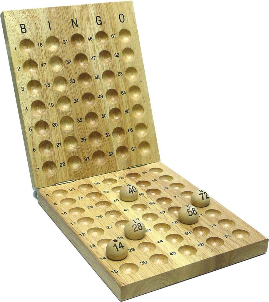 Longfield Games Bingo Kontrollbrett Holz - Bingo Zubehör für 75 Kugeln