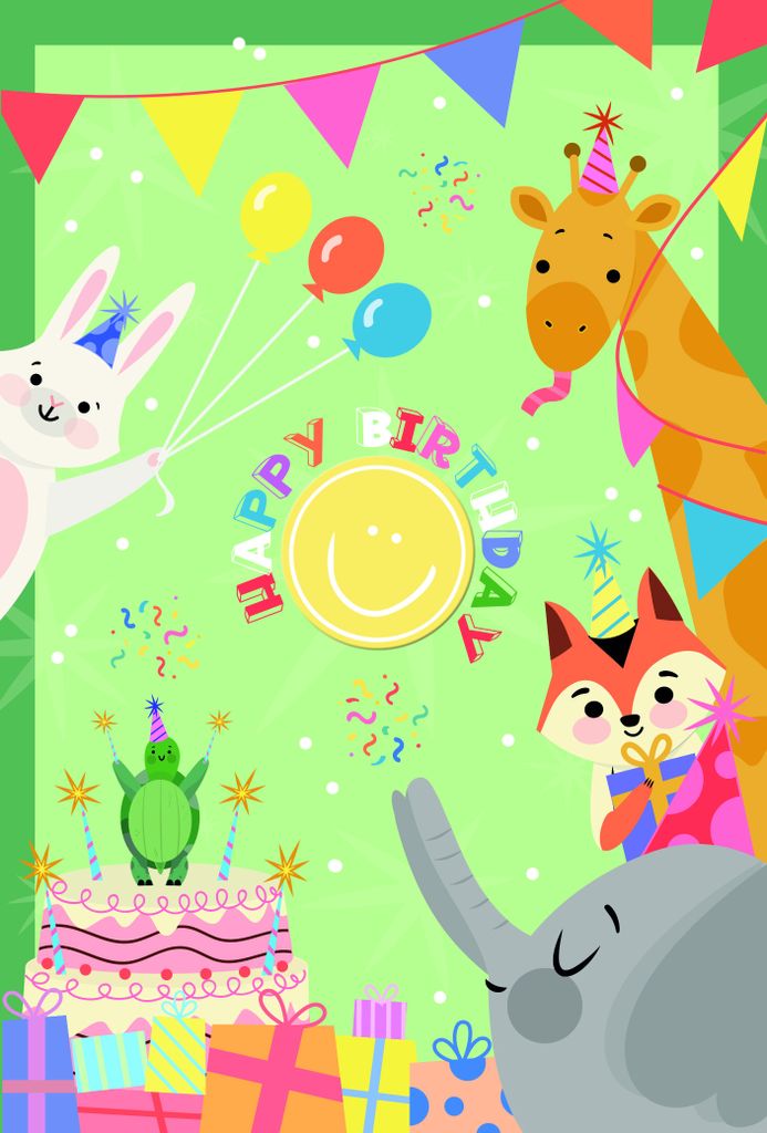 Kindergeburtstag - Glückwunschkarten im Format 11,5 x 17 cm - Tiere