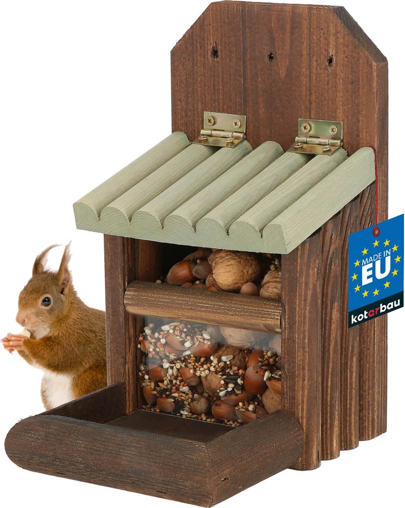 KOTARBAU® Eichhörnchen Futterhaus aus Holz 14 x 25.5 cm Produktbild 
