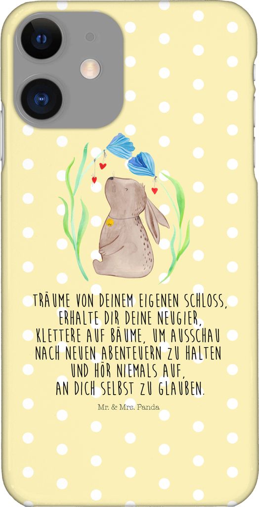 Mr. & Mrs. Panda Iphone 11 Handyhülle Hase Blume - Gelb Pastell - Geschenk, Hülle, Cover, Schwangerschaft, Kaninchen, Ostern, Geburt, Handy Schut...