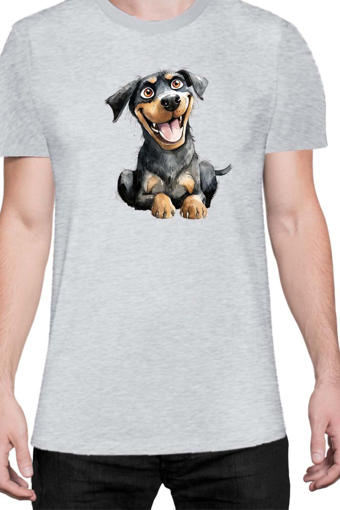 Herren T-Shirt Funny Dogs Breeds Rottweiler Dog Breed, Man XL / Grau