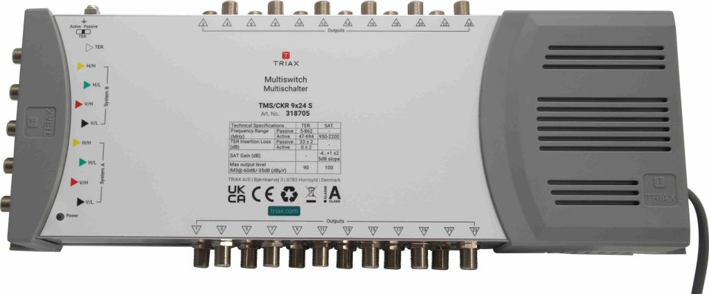 TRIAX Einzel-Multischalter, 9 Ein-/24 Ausgänge, mit Netzteil, 1 Stk.