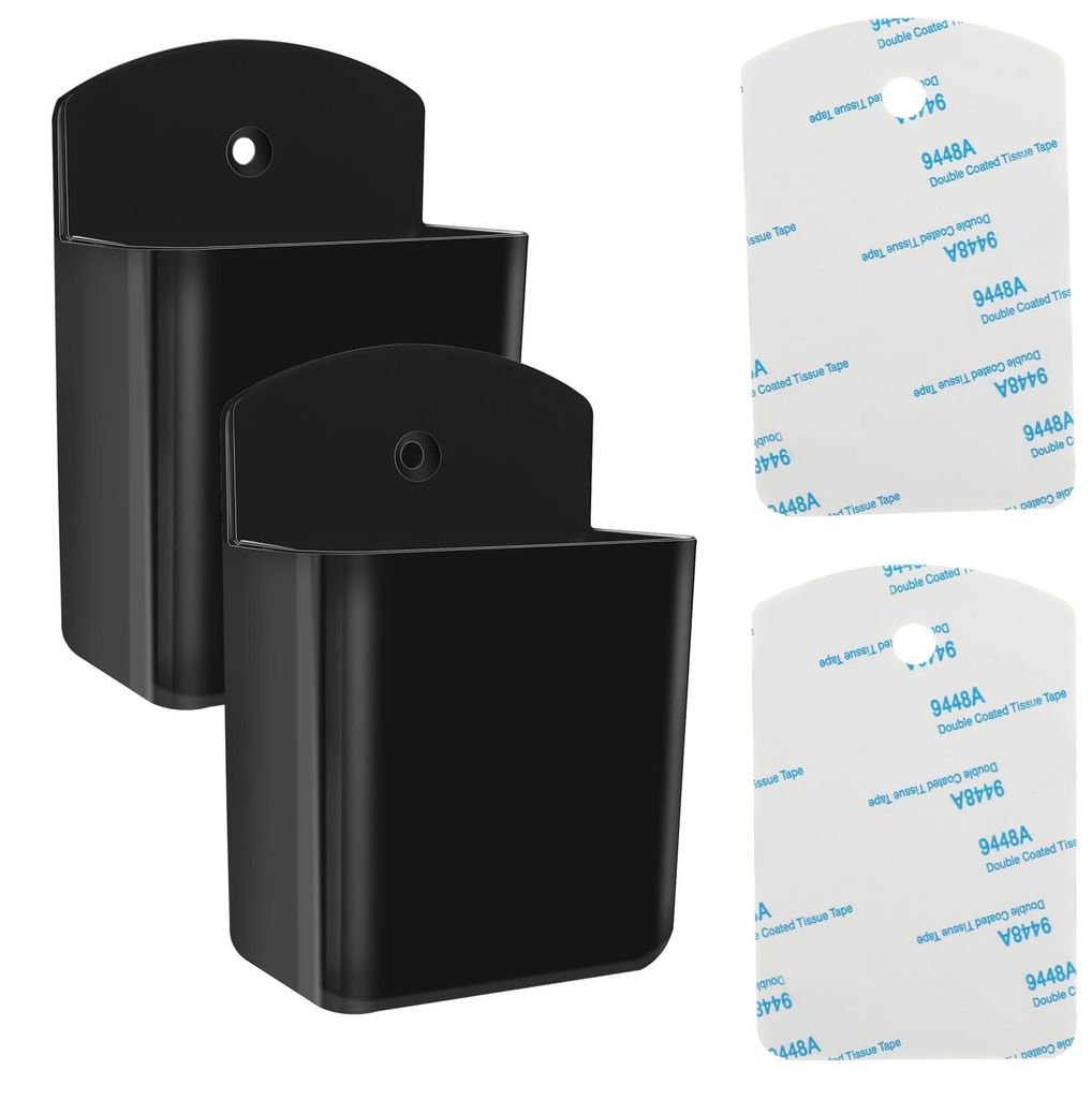 Set mit 2 Fernbedienungshaltern, selbstklebende Wandhalterung für Fernbedienungen, Aufbewahrungsbox für Fernbedienungen, schwarze Kunststoff-Wand...