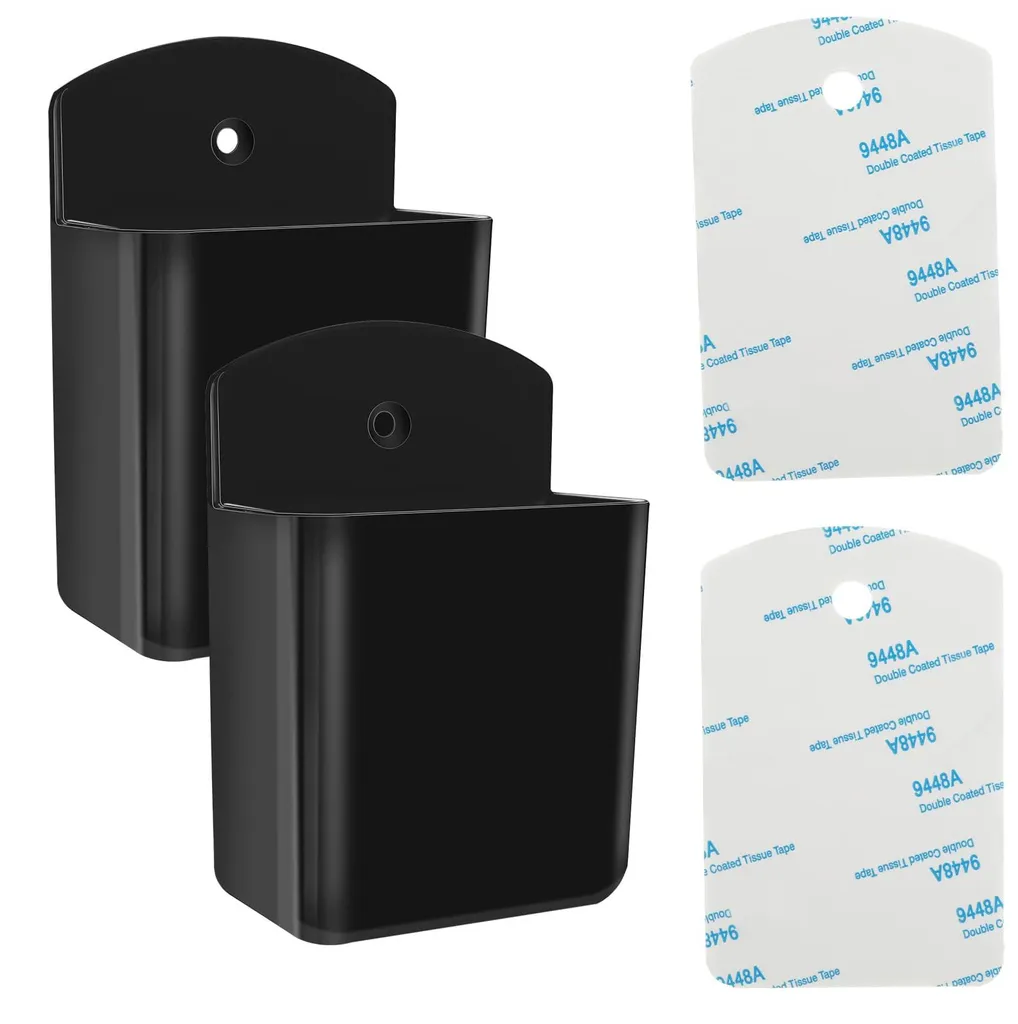 Support télécommande autocollant noir - Rangement mural sans perçage x2