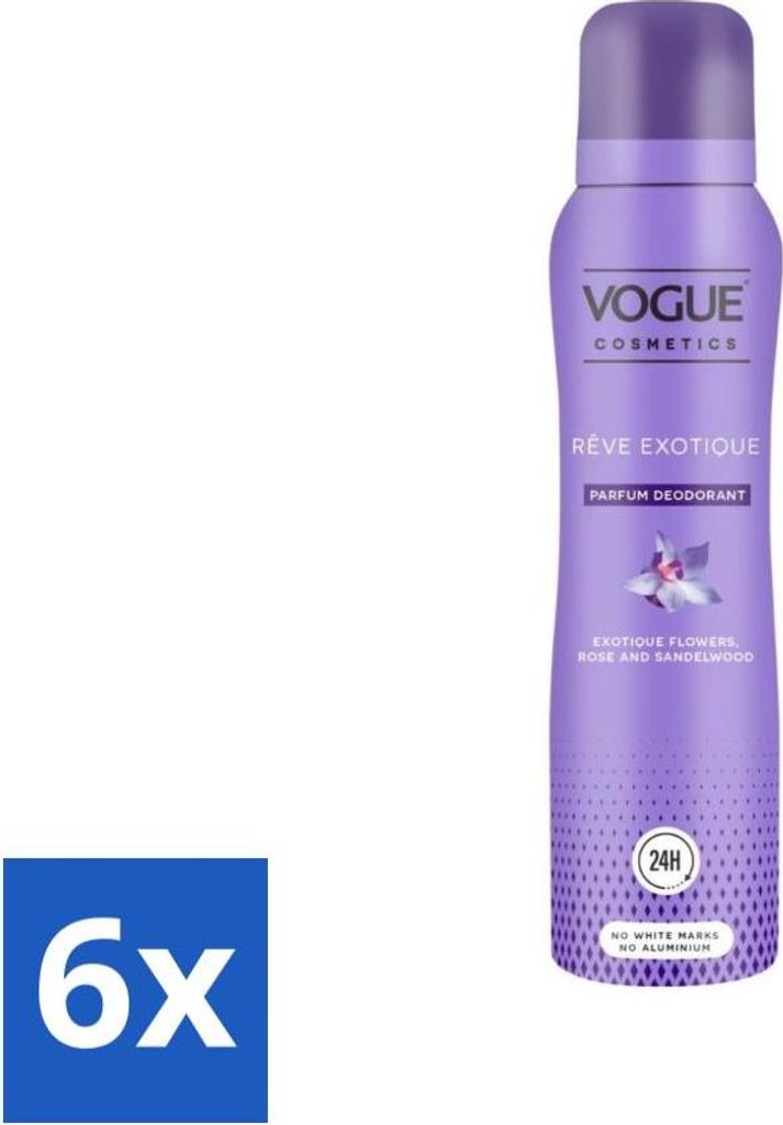 Vogue Reve Exotique Parfum Deodorant 150 ml - Vorteilspack - 6 Stücke