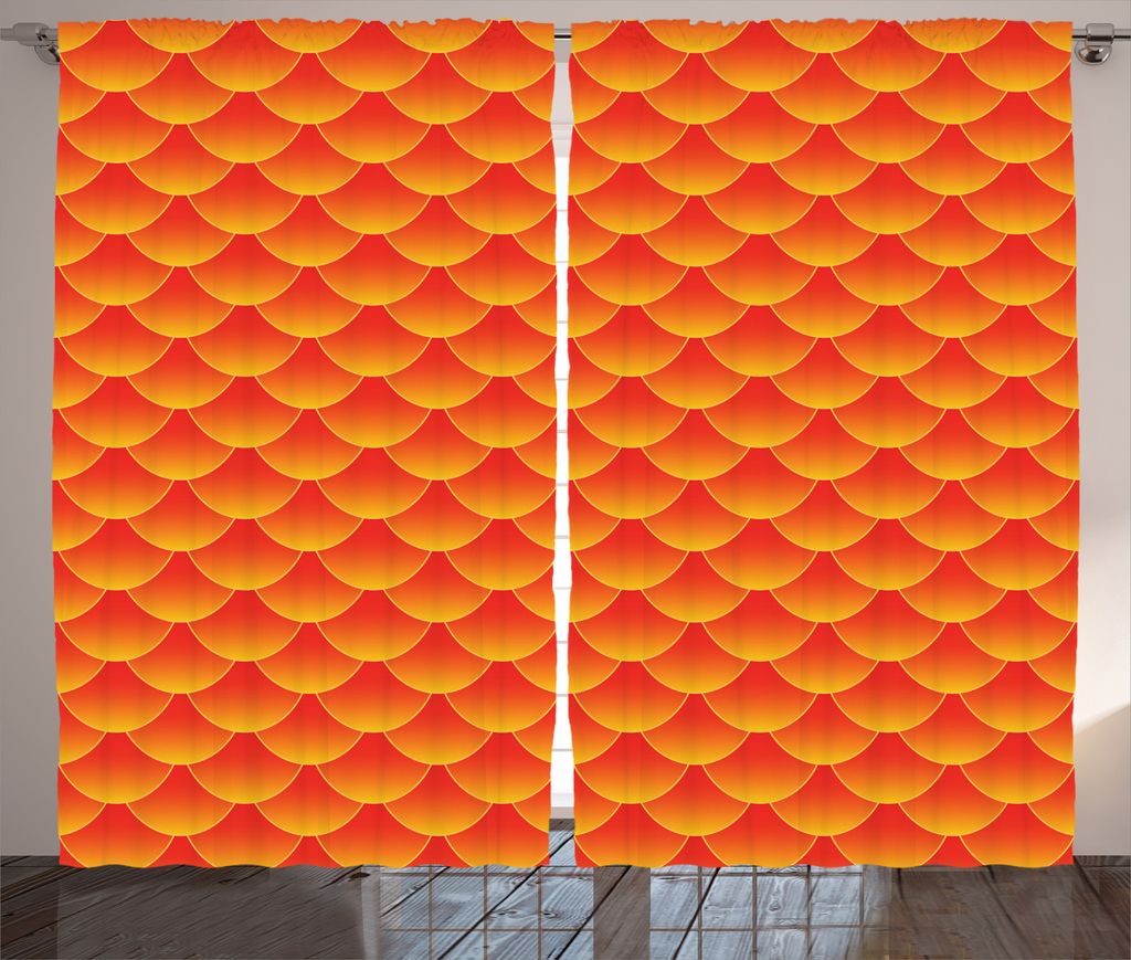 ABAKUHAUS Orange Rustikaler Vorhang, Abstrakte Fischschuppen, Wohnzimmer Universalband Gardinen mit Schlaufen und Haken, 280 x 175 cm, Burnt orange