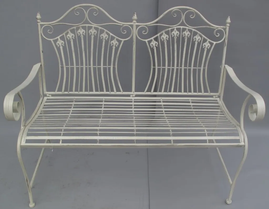 Casa Padrino Banc de jardin Art Nouveau Blanc 120cm - Style Rustique