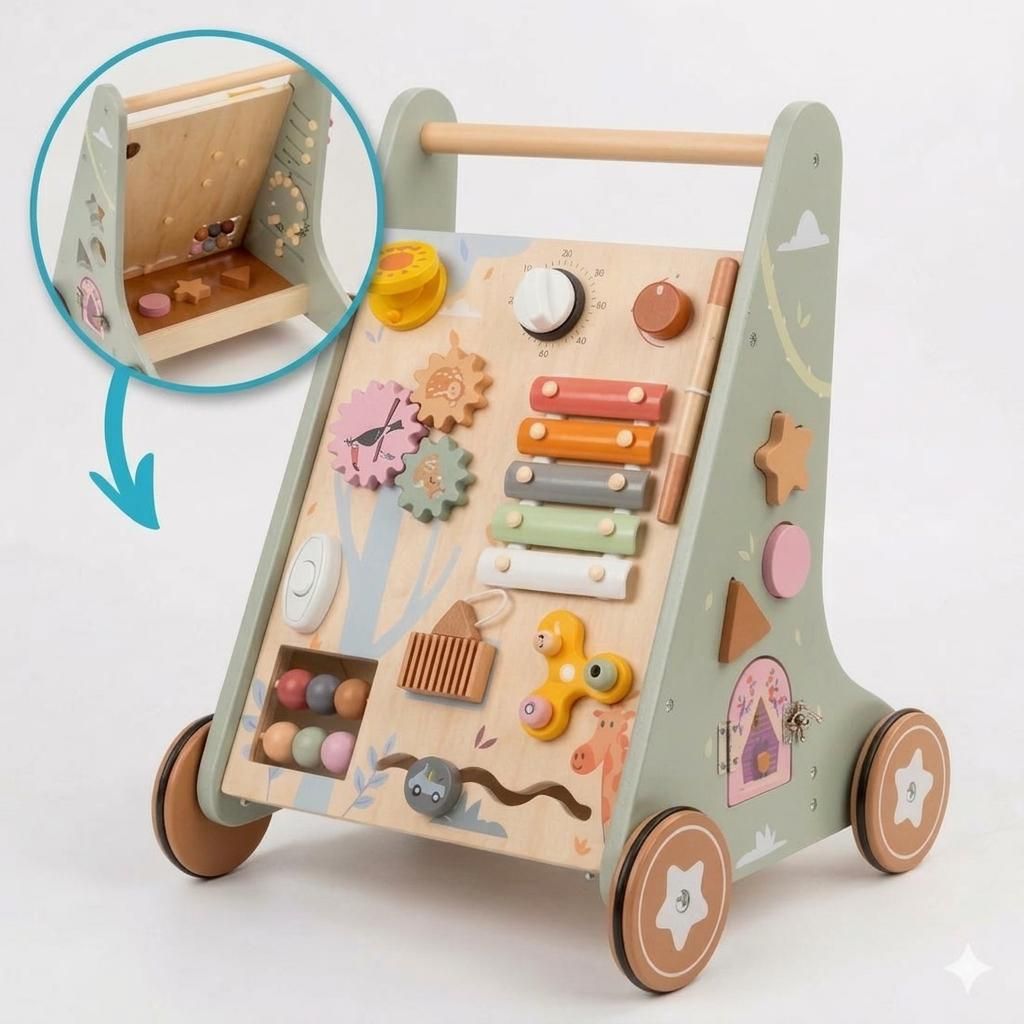 Laavir Holz-Lauflernwagen mit Aktivitätspanel - Baby Walker Produktbild 