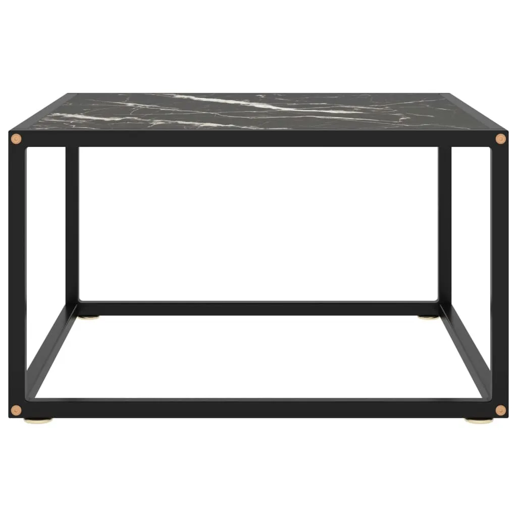 Table basse noire plateau verre marbré 60x60 cm structure robuste XL