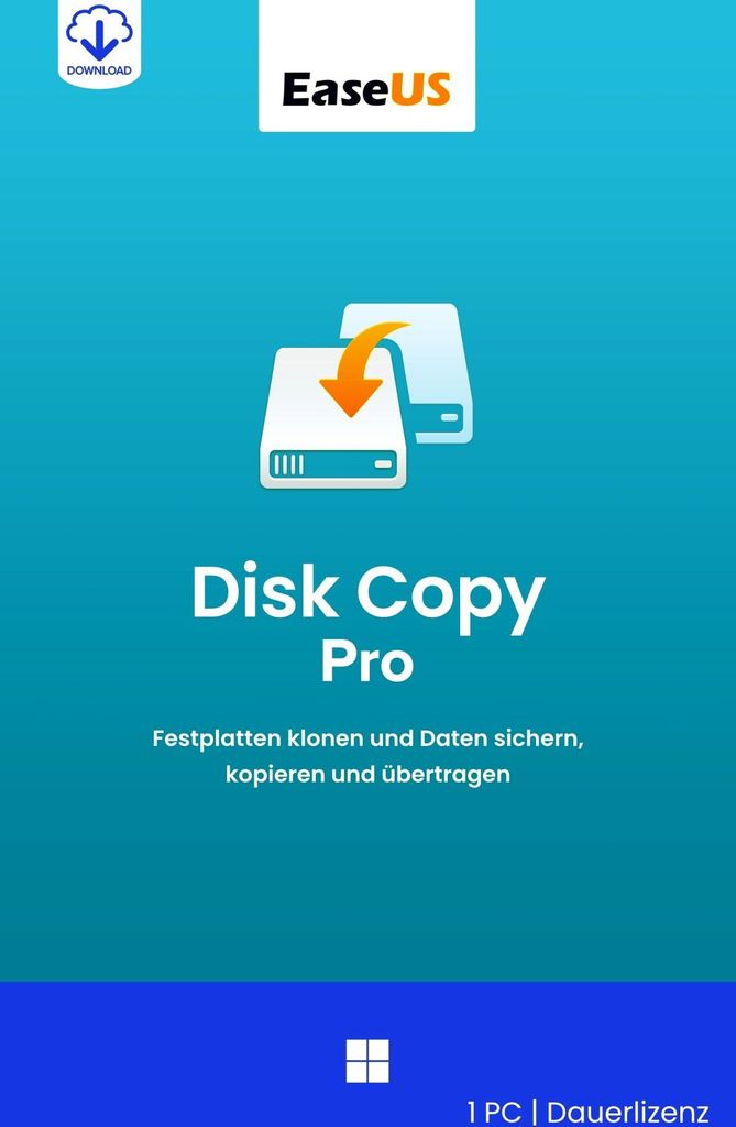 EaseUS Disk Copy Pro 7 (2026) / Windows / 1 PC / Dauerlizenz / Lizenz per E-Mail