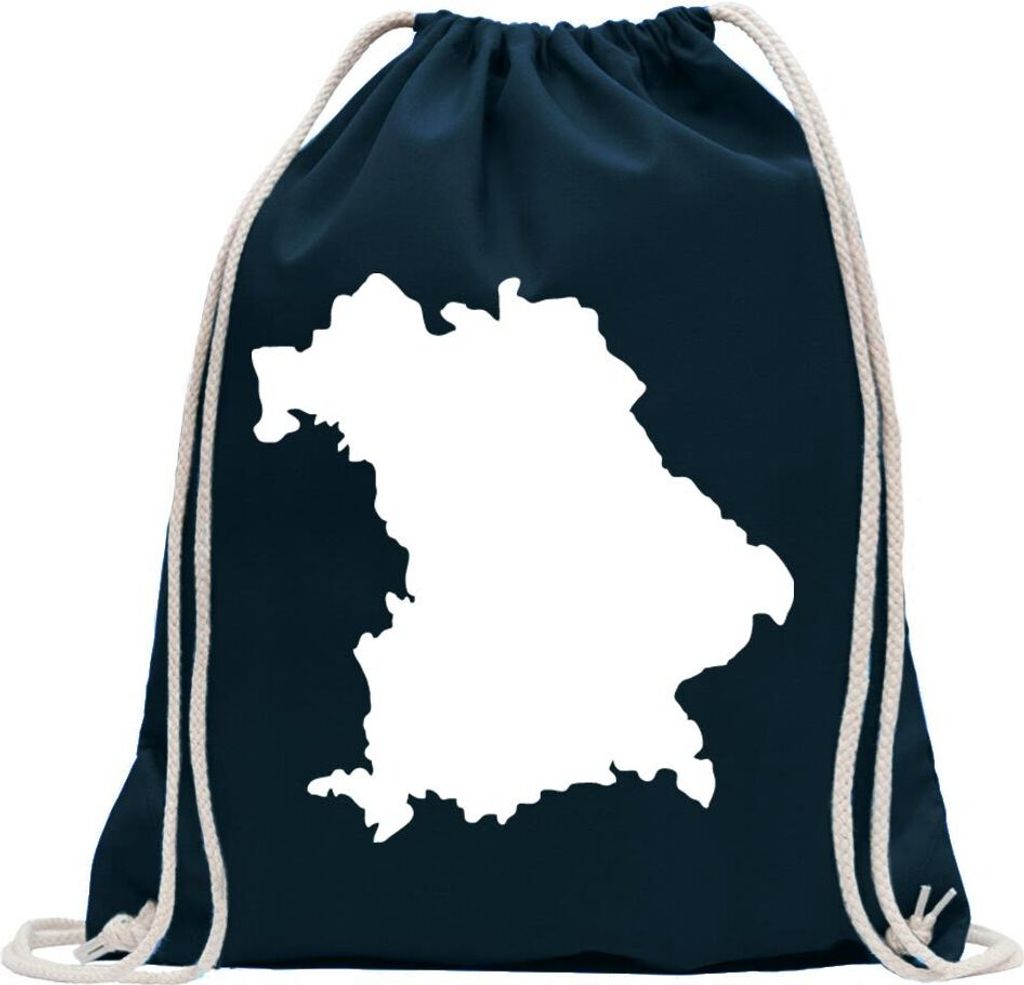 Kiwistar - Turnbeutel - dunkelblau - Bayern Deutschland Silhouette - Fun Rucksack Sport Beutel Gymsack Baumwolle mit Ziehgurt
