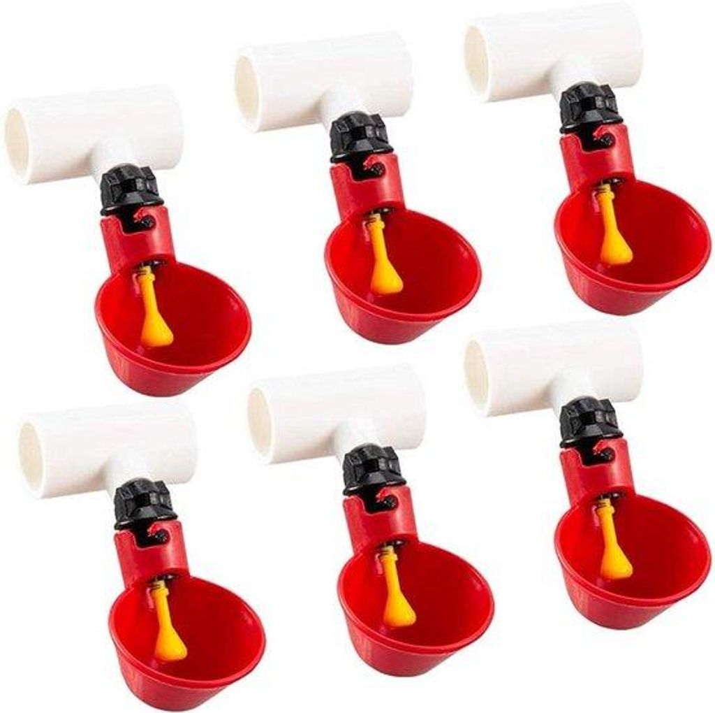 Automatische Drinkbekers für Hühner (6 Stück) - Kippen Wasserer mit Tee Fittings - Geeignet für Hühner, Perlhühner und Enten