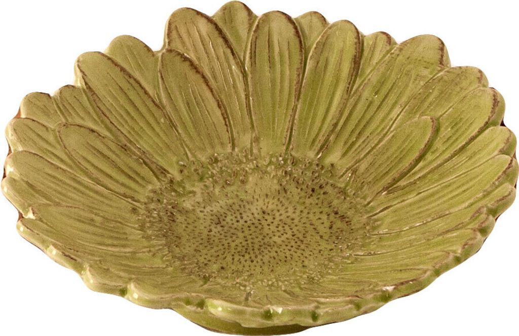 Schale ROMANTICA in Gerbera Blütenform D. 15cm lime gelb Keramik Virginia Casa