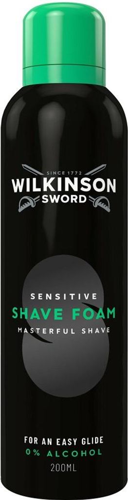 Wilkinson Sword Rasierschaum Sensitive 200 ml, Rasier-Mousse, Männer, Empflindliche Haut, 200 ml, Glättend, Weichmachend, Beruhigend, Auffrischen...