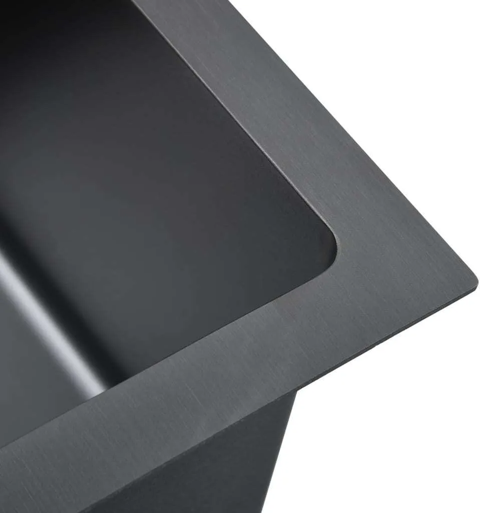 Lavello Cucina Nero Opaco vidaXL - Acciaio Inox Minimal e Chic - 12