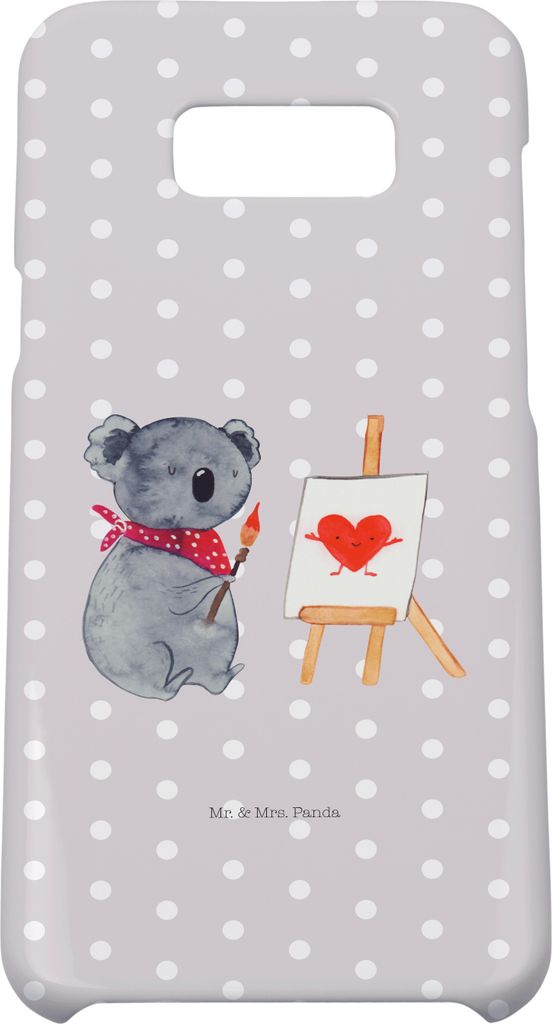 Mr. & Mrs. Panda Samsung Galaxy S8 plus Handyhülle Koala Künstler - Grau Pastell - Geschenk, Cover, Gefühle, Handy Case, Hülle, Liebe, Zeichnen...