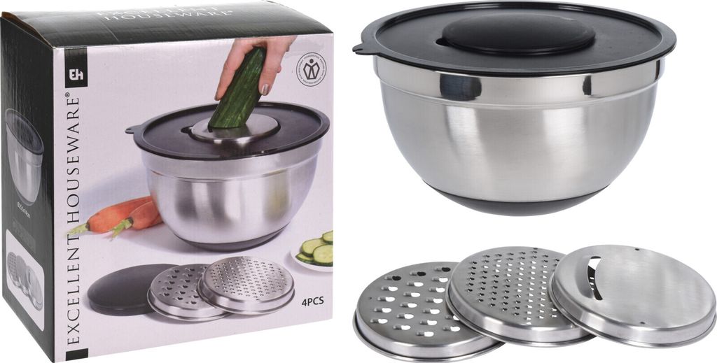 EXCELLENT HOUSEWARE KÜCHENREIBE mit 3 Reibeflächen + Produktbild 