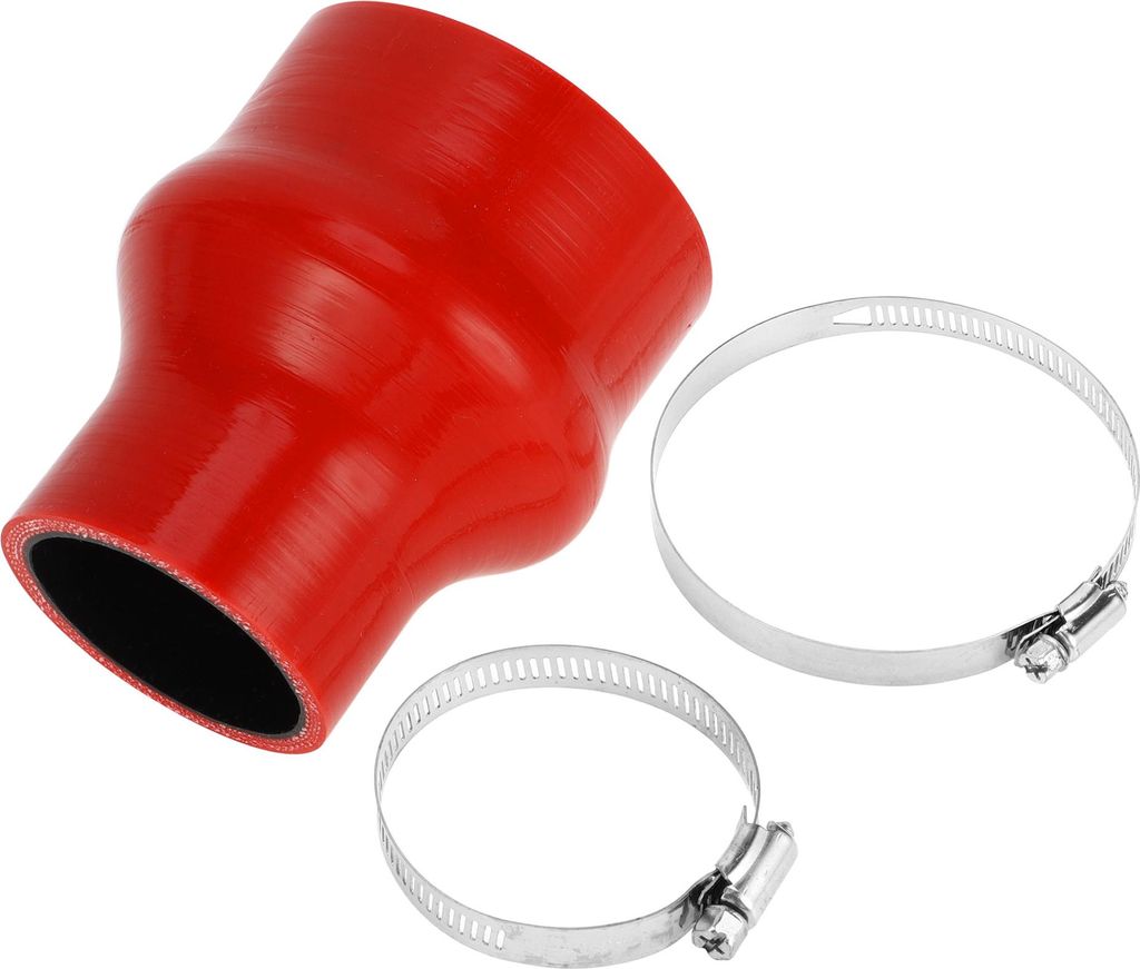 1 Satz 51mm/2.01"-76mm/2.99" 102mm/4.02" Länge Roter Autosilikonschlauch mit Schellen Hump Schlauch Kühlmittelschlauch Universal