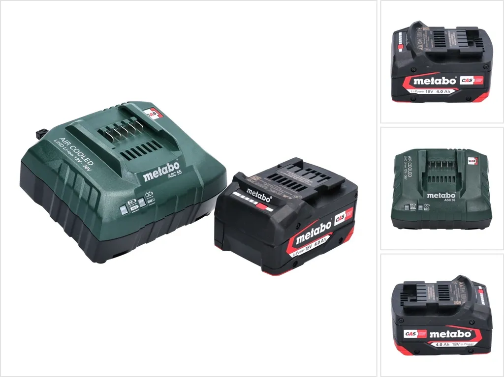 Kit Metabo 18V Power: Batteria 4Ah 625027000 + Caricatore ASC 55