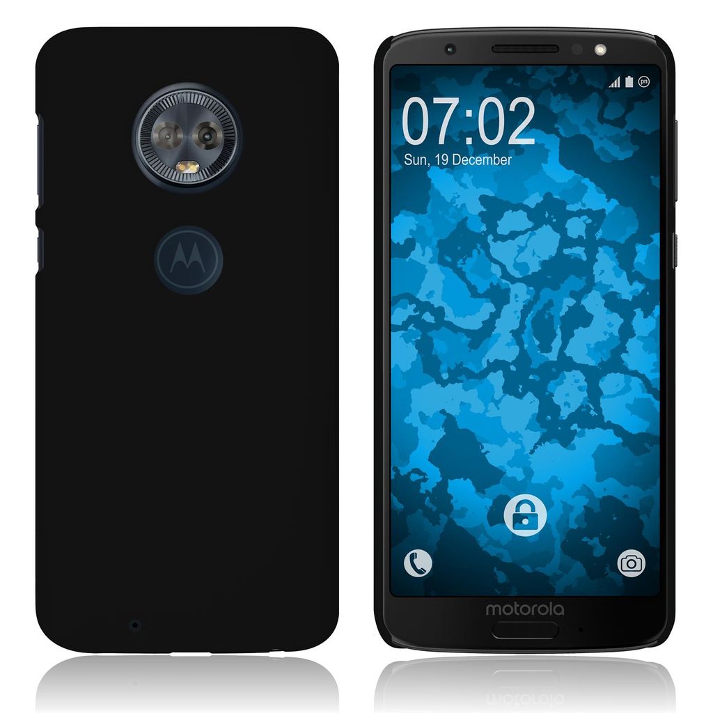 PhoneNatic Case kompatibel mit Lenovo Moto G6 - Hülle schwarz gummiert Hard-case Cover