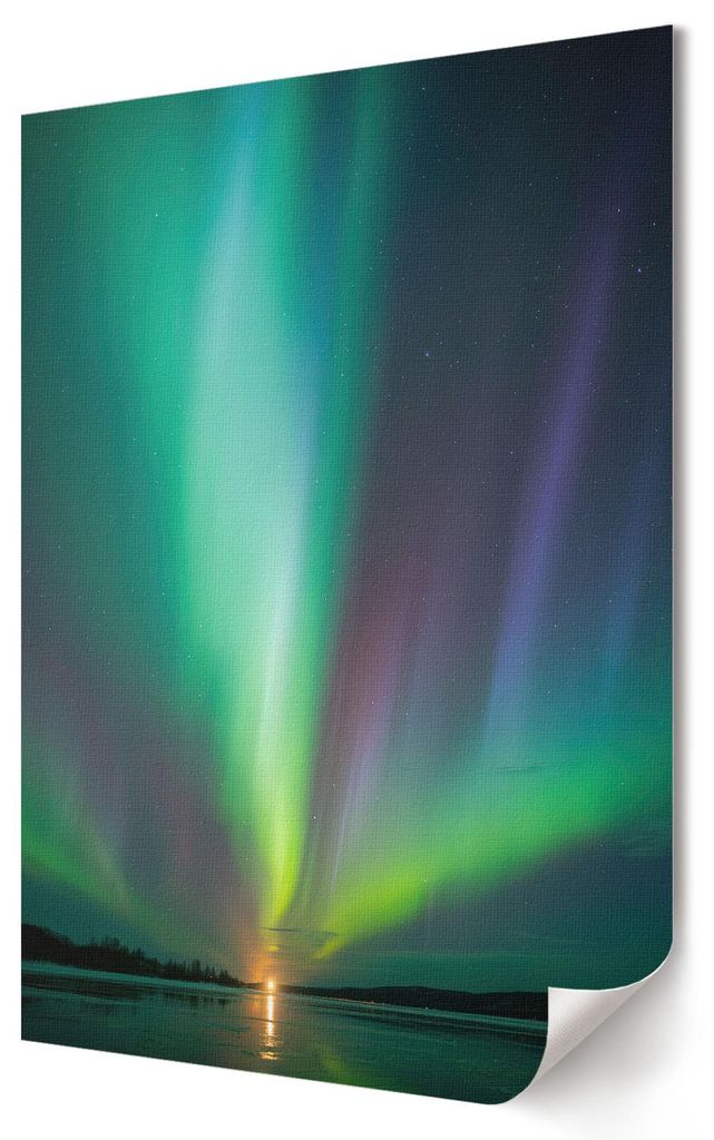Nordlicht- Kunstdruck A1 (59x84 cm) - Ausdrucksstark, modern- Wandbild für Wohnzimmer Schlafzimmer & Flur, Modernes Poster Wanddeko, Ungerahmt