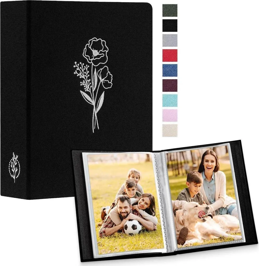 2 Pack Album Fotografico 10x15 Lino Nero 100 Foto Slip-in Acid-Free