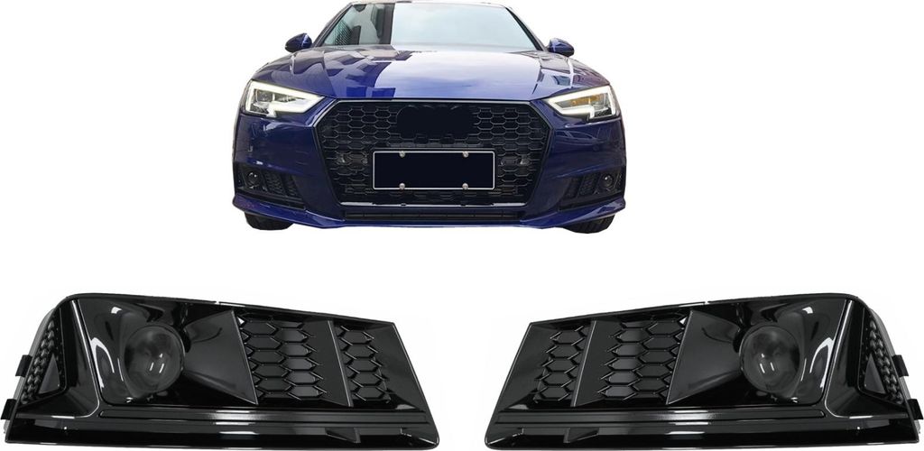 Stoßstangenuntergitter ACC für Audi A4 B9 Limousine Avant 16-18 RS4 Look Schwarz