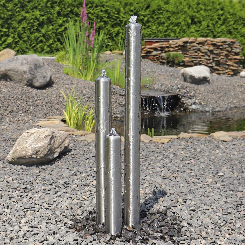 CLGarden Edelstahl Säulenbrunnen ESB1 mit 3 Säulen 100cm Produktbild 