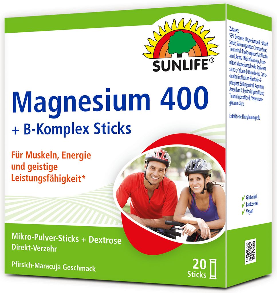 Sunlife Magnesium 400 + B-Komplex Sticks (20 St.)