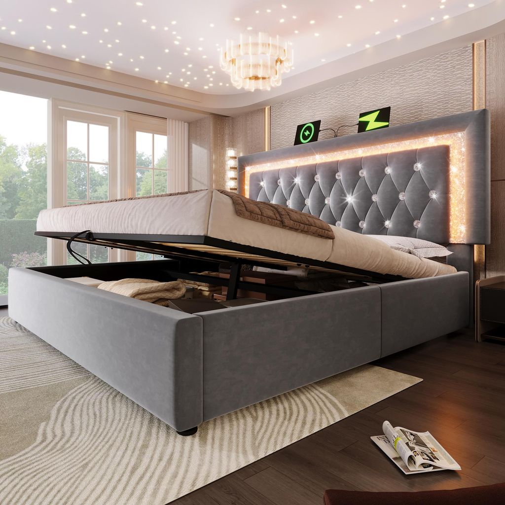 Letto imbottito Flieks 180x200cm con USB e Type C, letto Immagine del prodotto 
