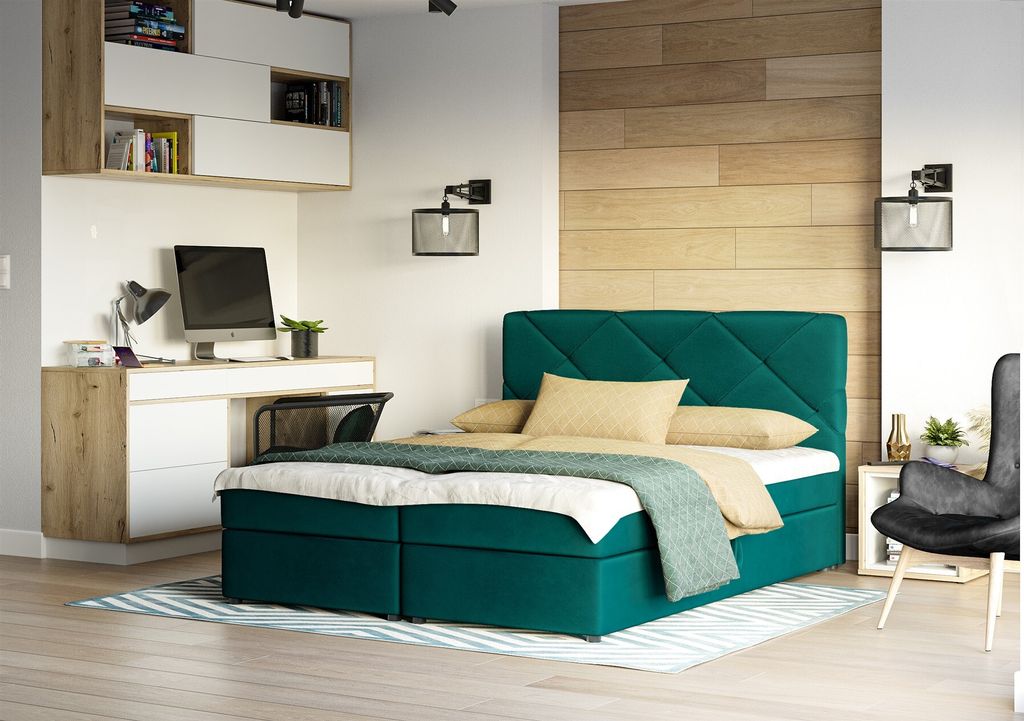 Boxspringbett Schlafzimmerbett MILTON 160x200cm Meeresgrün