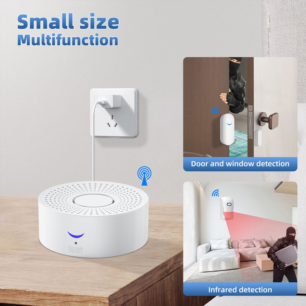 WiFi Smart Security Alarm System Kit Multifunktionsalarme Tür-Fenster-Sensor-Alarm Magnetic Home Security System Tür offen Alarm Wireless 2.4GHz ...