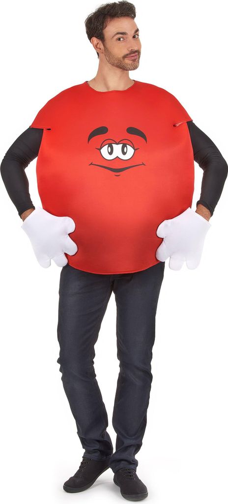 Rotes Bonbon Uni Kostüm rot-weiss - Einheitsgröße Produktbild 
