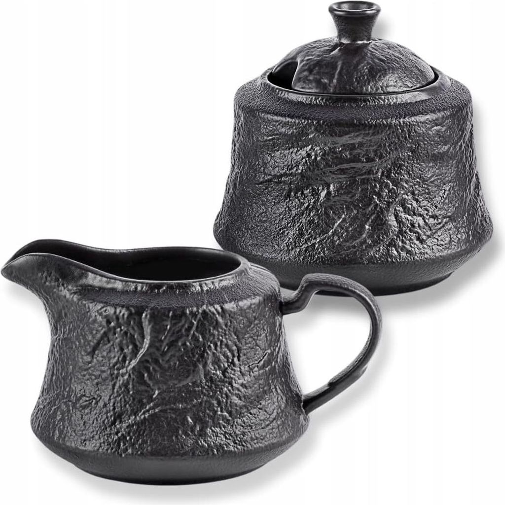 Wilmax Zuckerdose und Milchkännchen Set Schwarz WL-661160/A-WL-661161/A