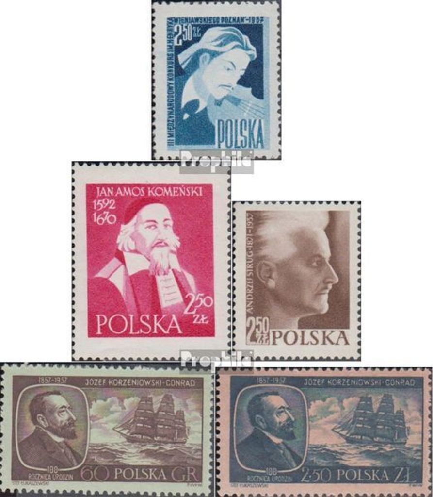Briefmarken Polen 1957 Mi 1034,1041,1042,1043-1044 Produktbild 