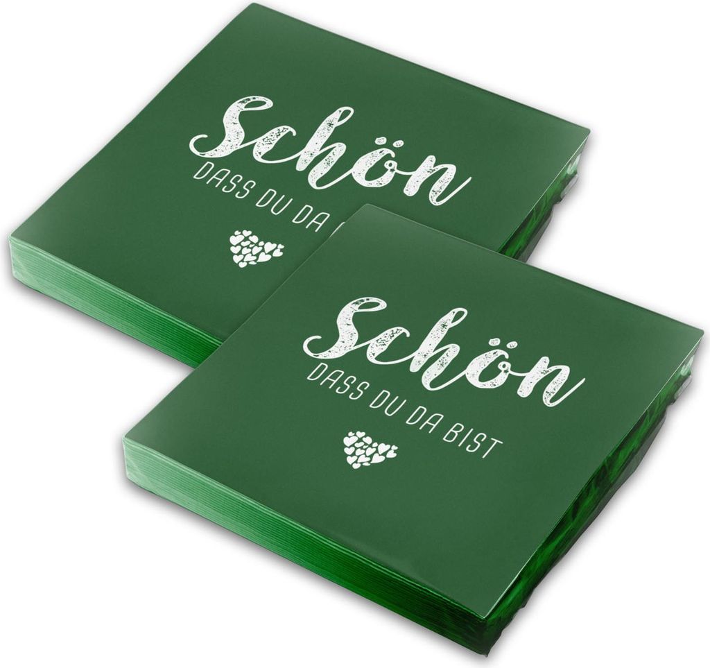 itenga 40x Serviette Schön dass du da bist - DUNKELGRÜN -