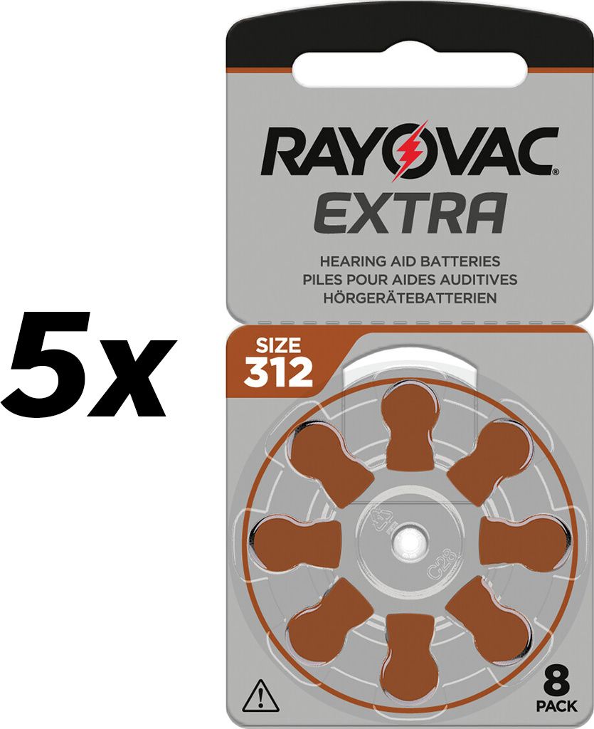 5x Rayovac Extra Advanced P312 PR41 Hörgerätebatterien 6er Produktbild 