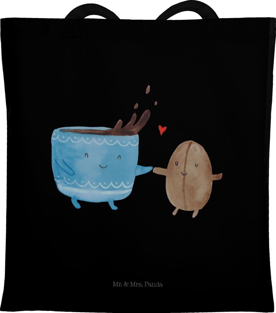 Mr. & Mrs. Panda Shopping Tasche Kaffee Bohne - Schwarz - Geschenk, Genuss, Zufriedenheit, studententasche, Glück, Lustige Sprüche, Tote Bag, Beu...