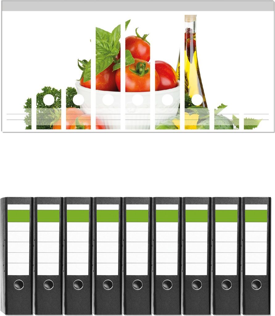 Wallario 9 Stück breite Ordner inkl. Klebeetiketten mit Produktbild 
